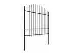 Garden fence with spear-shaped top, steel, 1.5-1.75 x 1.7 m, black