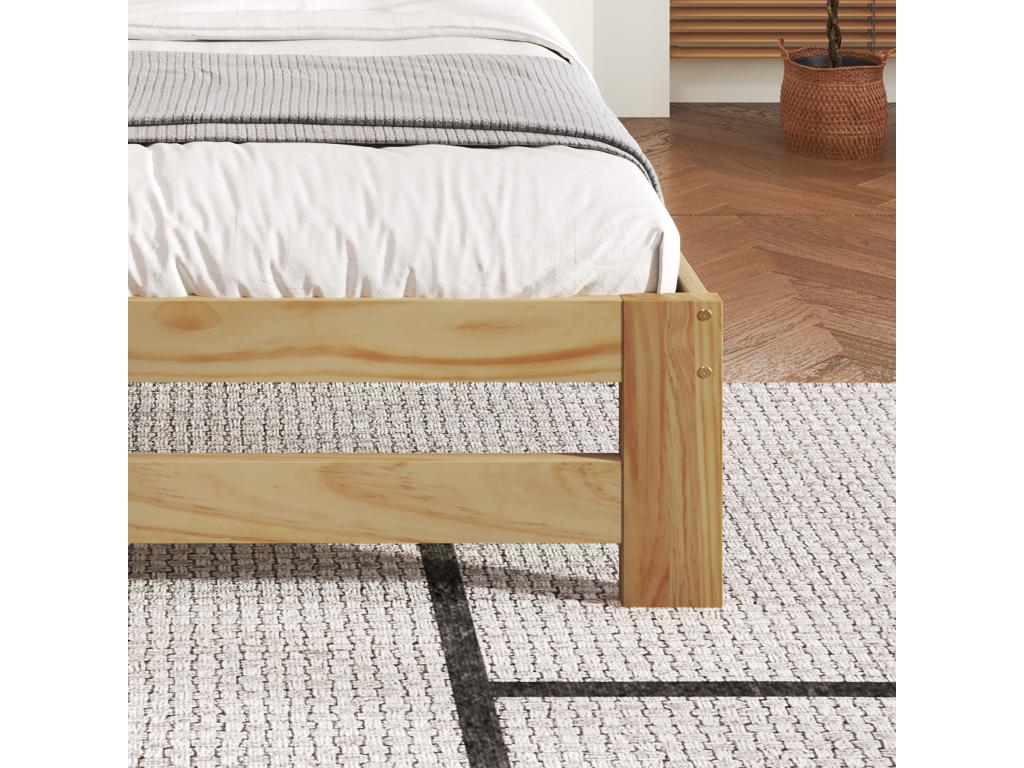 Single bed 140x200cm with wooden frame - Natural