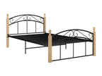 Black bed, metal and solid oak wood, 120x200 cm, 2 SNVX41850