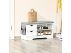 Shoe cabinet and shoe bench with grey cushion, 2 shelves and 2 drawers, MDF, 80.5x30.5x43.5 cm, grey and white