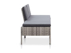 3-piece garden furniture set with cushions, grey woven resin