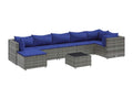 8-piece garden furniture set with cushions, Grey Wicker Resin SFMI30955