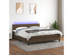 Upholstered bed base with mattress and LED lighting, dark brown, 180x200cm, fabric