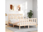 Bed frame with solid wood double headboard
