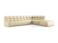 Reversible L-shaped modular corner sofa in faux leather - beige - Meubiana