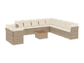 Garden furniture set with cushions, 12 pieces, beige woven resin