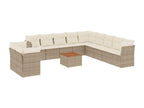 Garden furniture set with cushions, 12 pieces, beige woven resin