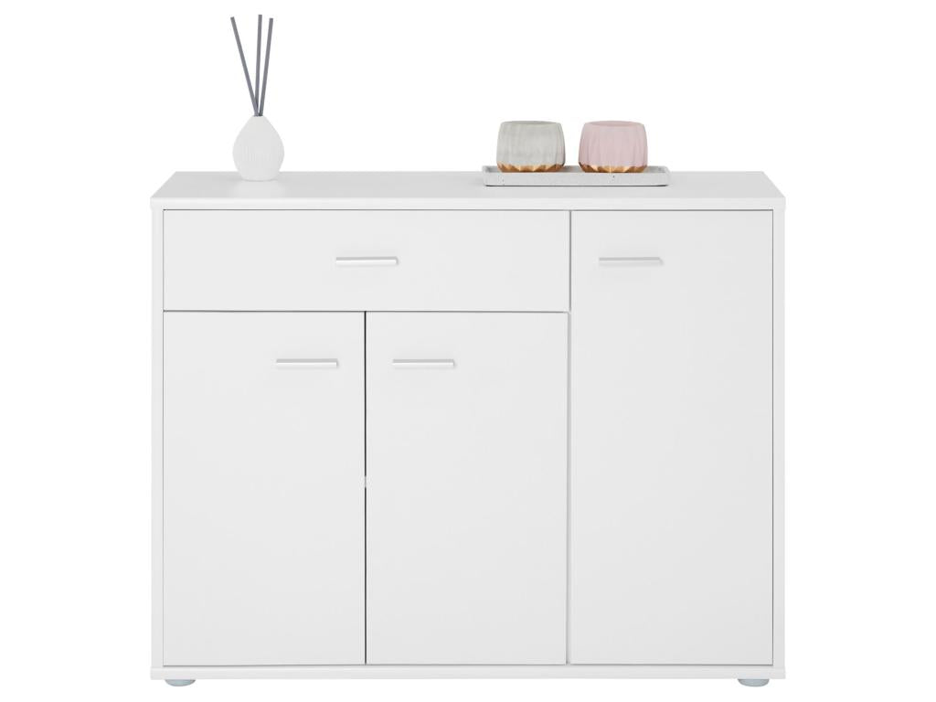 Laviecasa dining room sideboard, 88 cm wide, white, with 1 drawer and 3 doors, low sideboard, storage unit ZGAT18419