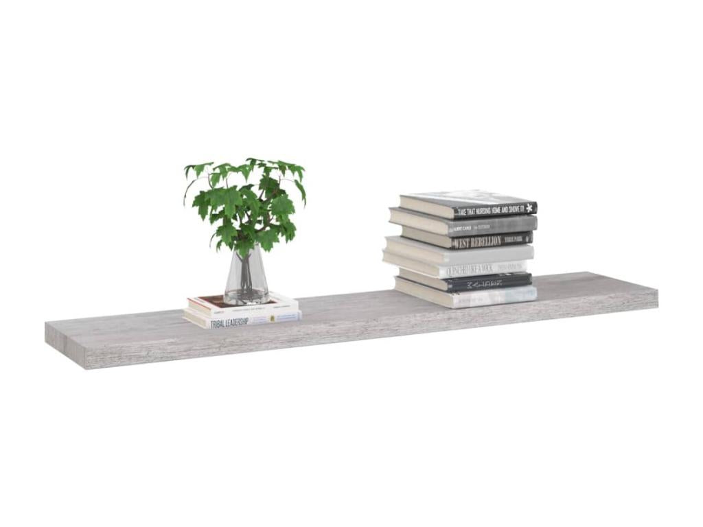 Floating wall shelves, 4 pcs, concrete grey, 120x23.5x3.8 cm, MDF