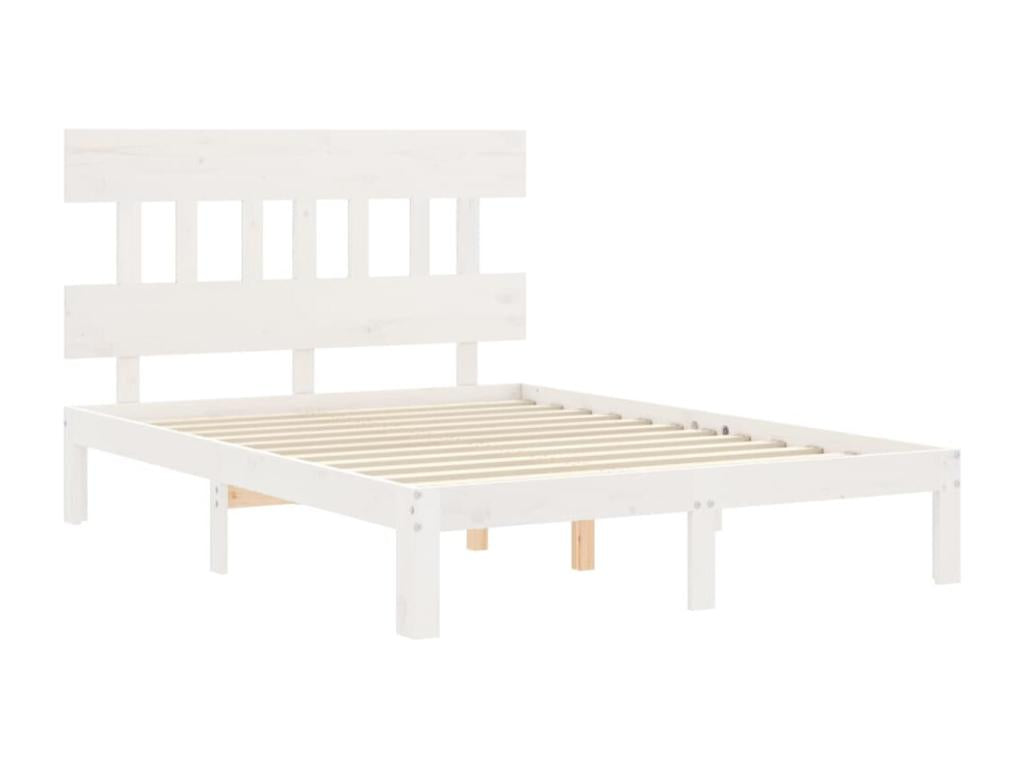 Bed frame without mattress white 140x190 cm solid pine wood YWJJ17329