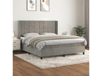 Upholstered bed base and mattress, light grey, 180x200cm, velvet, FHUC88864