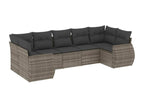 7-piece garden furniture set with cushions, grey woven resin HBZW18153