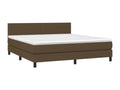 Upholstered bed base with mattress and LED lighting, dark brown, 180x200cm, fabric