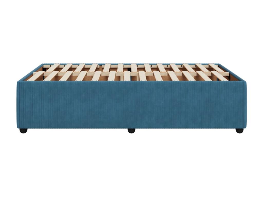 Blue velvet bed frame without mattress, 120x190 cm