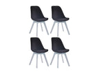 Set of 4 dining chairs - Velvet/Wood - Black - Meubiana V2