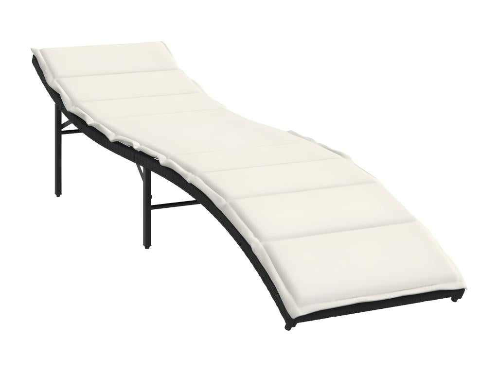 Set of 2 sun loungers with black wicker resin table PZAQ55357