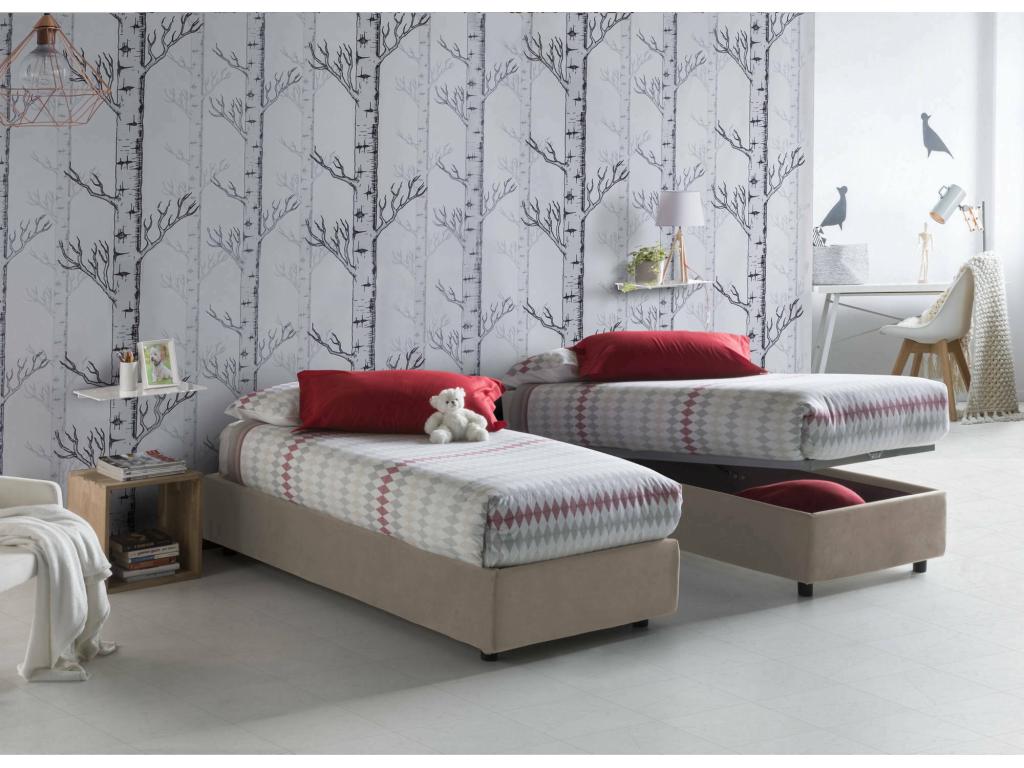 Laviecasa Single Bed with Storage, Fabric Upholstery, Made in Italy, Front Opening, Includes 90x200 cm Mattress, Laviecasa XUXY44077