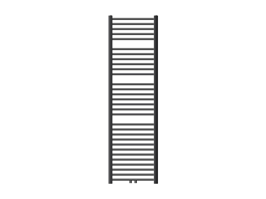 Curved anthracite steel towel radiator with central connection, 50x180cm