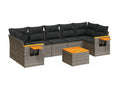 8-piece garden furniture set with grey resin wicker cushions