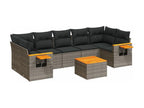 8-piece garden furniture set with grey resin wicker cushions