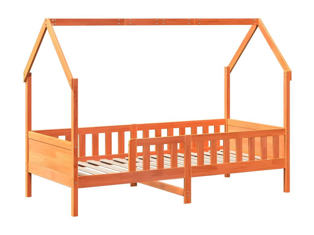 Children's bed frame in the shape of a house, 90x190cm, solid pine wood TDRV78811