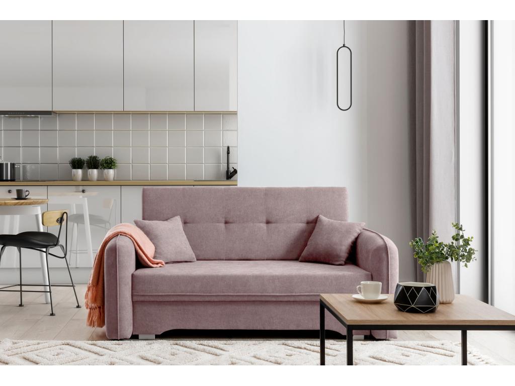 Small, original convertible sofa in pink Meubiana fabric, 155cm