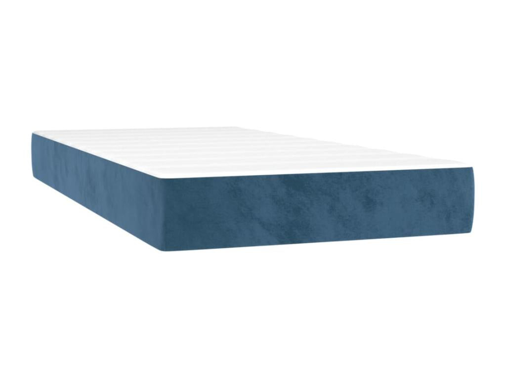 Upholstered bed base with mattress, dark blue, 100x200 cm