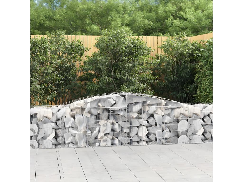 Arched gabion baskets, 2 pieces, 400x50x60/80 cm, galvanized iron