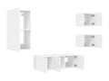 5-piece wall-mounted TV units with LED lighting, white engineered wood finish