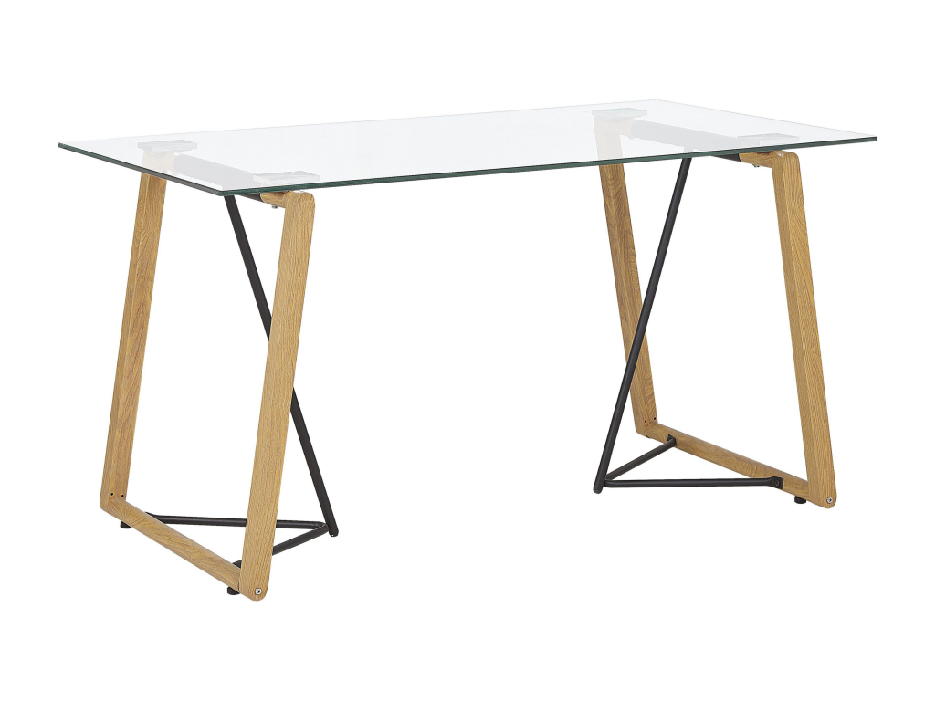 Meubiana dining table, light brown, 140 cm x 80 cm, safety glass