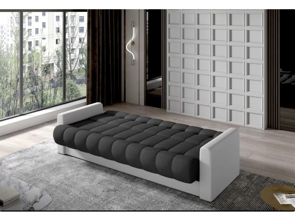 Laviecasa 3-seater sofa bed in dark grey fabric and white faux leather, 210cm WZJM14107