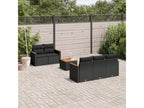 6-piece garden furniture set with cushions, black woven resin ULSO06130