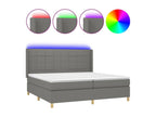 Upholstered bed base and mattress with LED lighting, Dark Grey, 200x200 cm, Fabric ZXKE76246