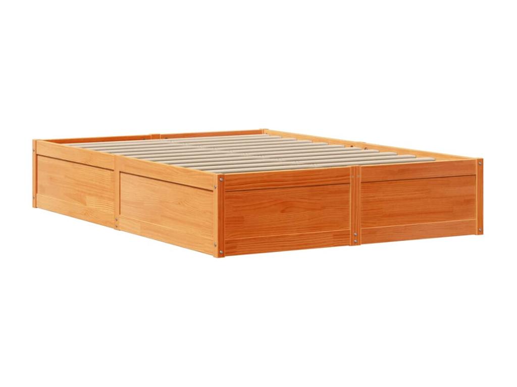 Bed frame without mattress brown wax 120x200cm solid pine wood QHAH73430