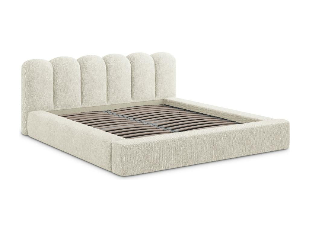 Upholstered bed with storage 220x238 - in Strukturstoff - dark beige - Meubiana