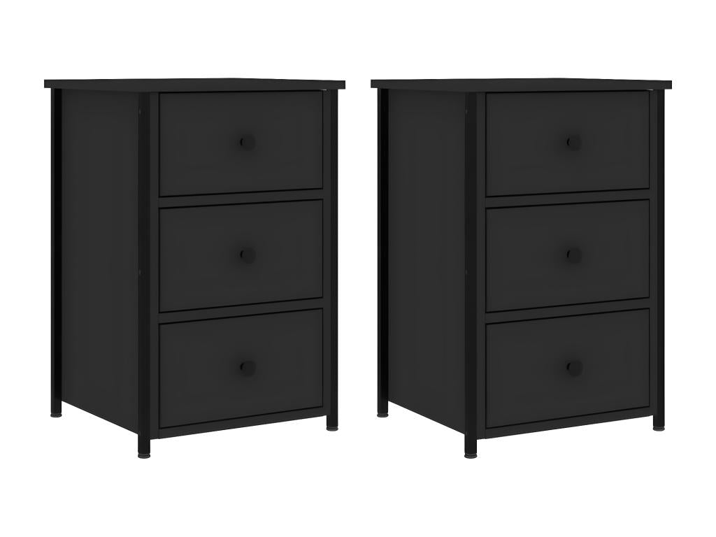 2-piece black bedside tables, 40x36x60 cm, engineered wood