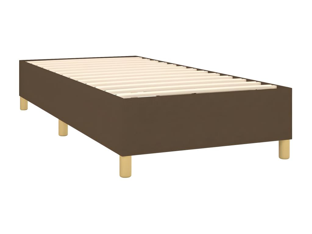 Upholstered bed base with mattress, dark brown, 100x200 cm