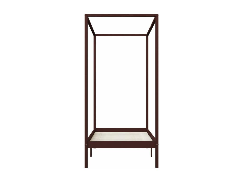 Dark Brown Canopy Bed Frame Solid Pine 90x200 cm MCZV15258