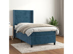 Upholstered bed base with mattress, dark blue, 100x200 cm