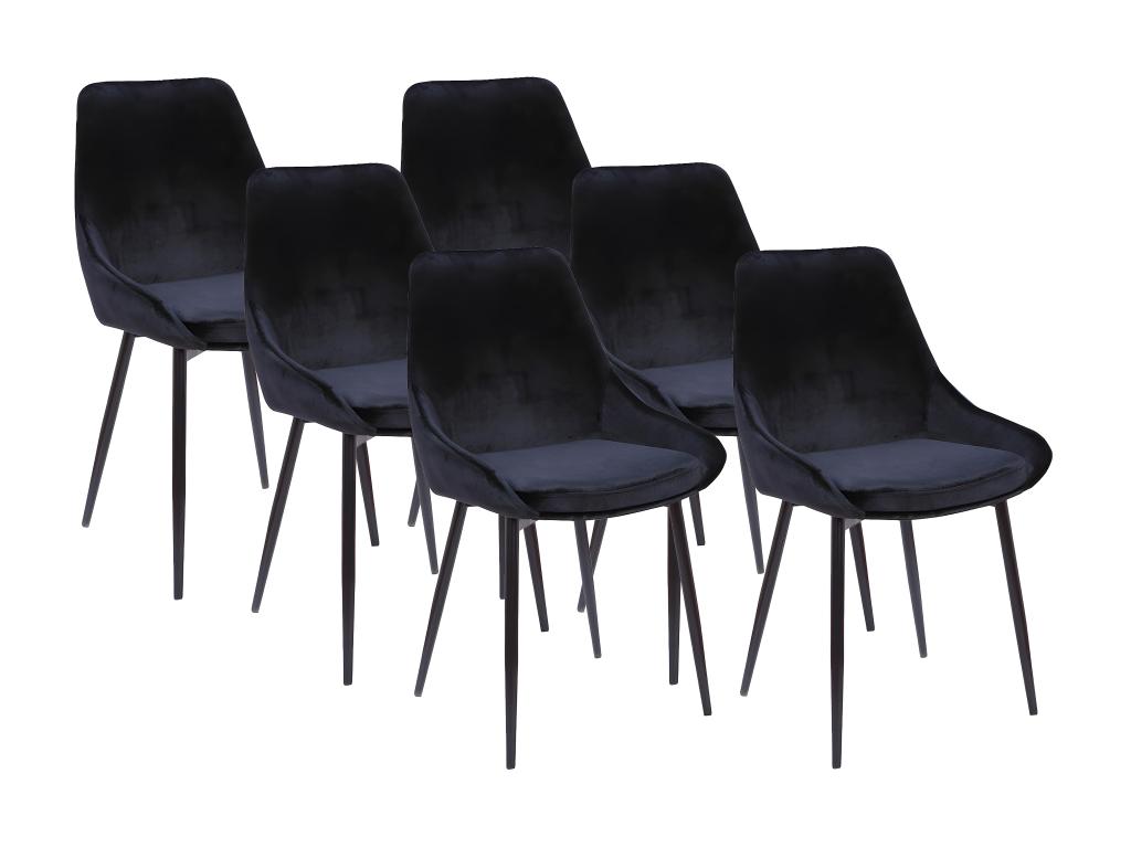 Set of 6 chairs - Velvet and black metal - Black - Laviecasa KJRK97802
