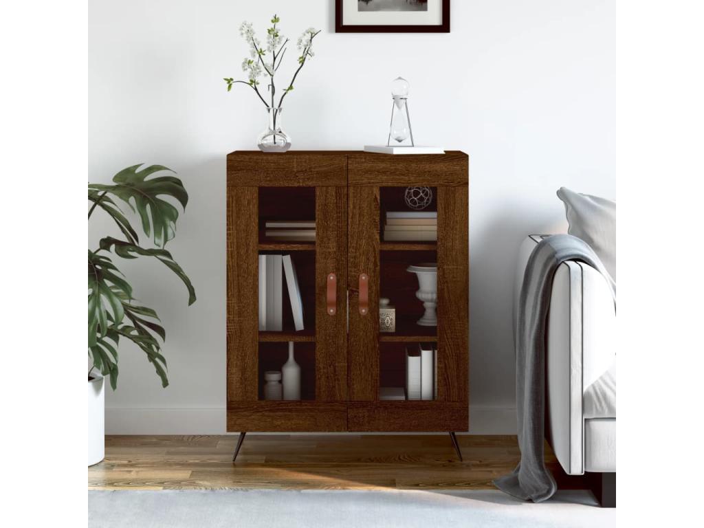 Brown oak sideboard, 69.5x34x90 cm, engineered wood