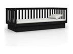 Daybed without mattress, black, 80x200 cm, solid pine wood