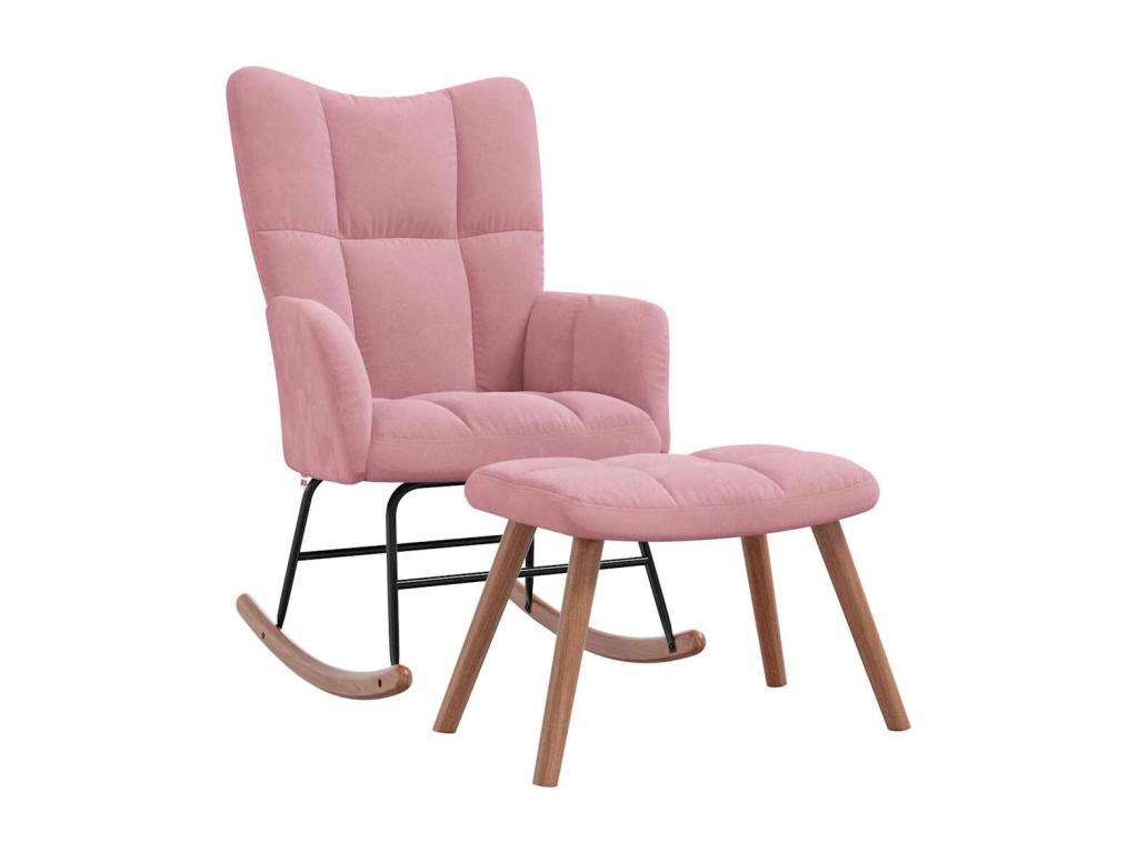 Rocking chair with footrest, Rose Velvet