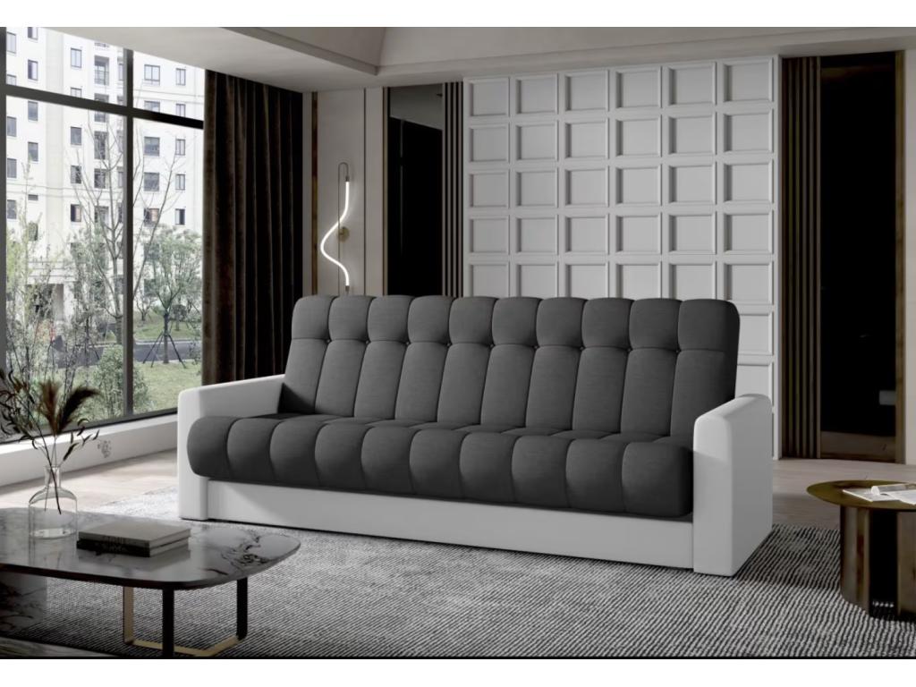 Laviecasa 3-seater sofa bed in dark grey fabric and white faux leather, 210cm WZJM14107