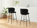 Set of 2 bar stools in bouclé fabric and metal - Black - Meubiana