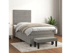 Upholstered bed base and mattress, light grey, 90x200 cm, velvet
