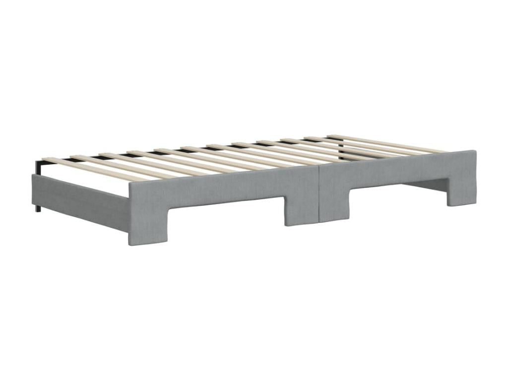 Daybed with pull-out bed and drawers, light grey, 100x200 cm, fabric