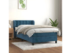 Upholstered bed base with mattress, dark blue, 90x190 cm, ENQU40279