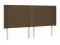 LED Headboard, Dark Brown, 203x16x118/128 cm, Fabric