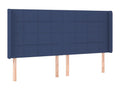 Headboard with wings, Blue, 183x16x118/128 cm, Fabric QFDM05254